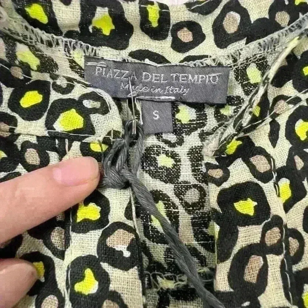 PLAZZA DEL TEMPIO Made in Italy 100% Linen Midi Dress Cheetah Print Sz S NWT Tan - Image 2