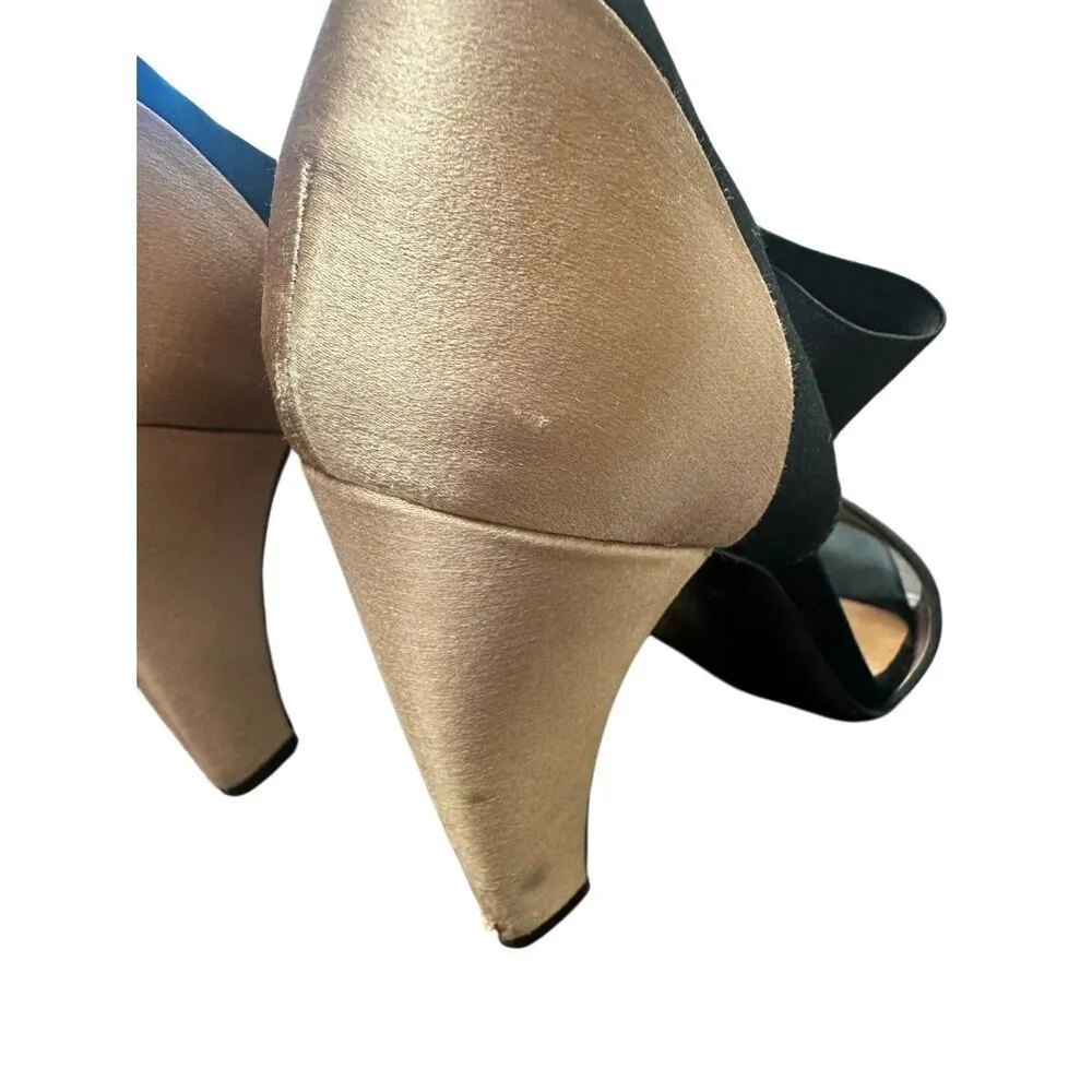 Prada Iconic Retro Satin Sandals Shoes Slingback Peep Open Toe Pumps  Size 39 - Image 12