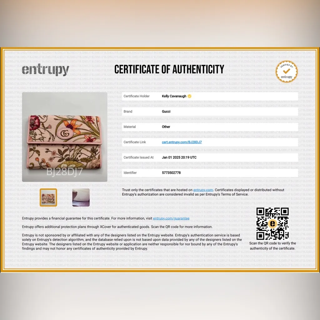 GUCCI Canvas Flora Compact Limited Edition Wallet in Pink comes with COA. - Image 7