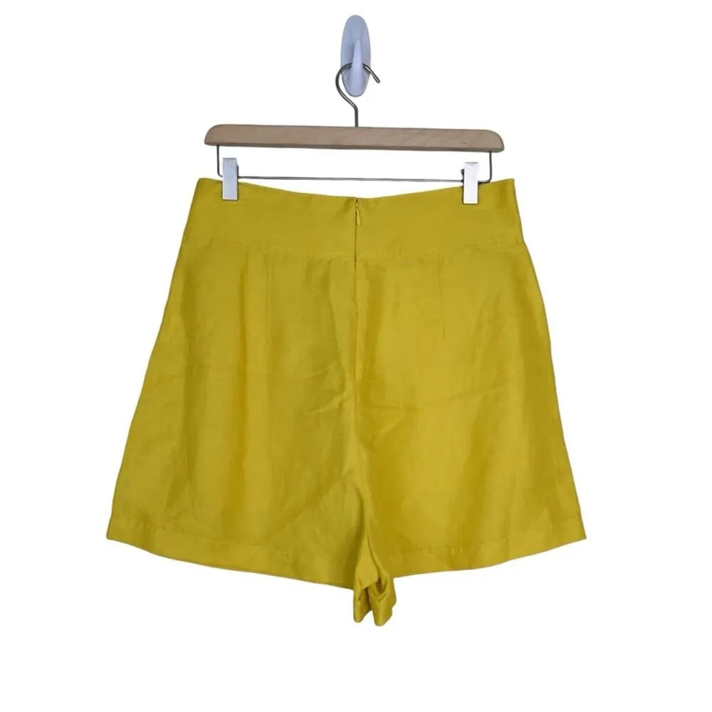 Joie Womens 10 Brenten Linen Blend Shorts in Sulphur Yellow NEW - Image 2