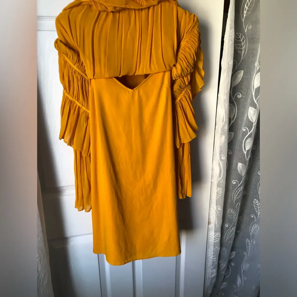 Zara drop waist Beaded details Sheer Trafaluc mini dress long sleeves sz S - Image 6