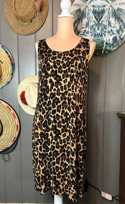Vintage Slinky Brand Leopard Print Dress Medium - Image 8