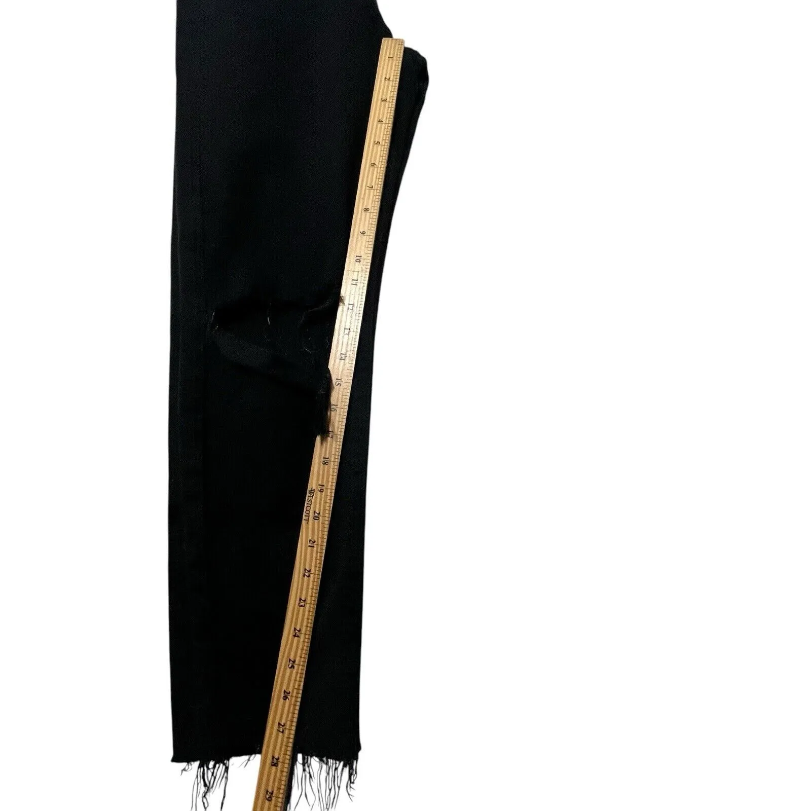 Levi’s Premium Wedgie High Rise Straight Leg Frayed Hem Black Jeans Women’s 28 - Image 12