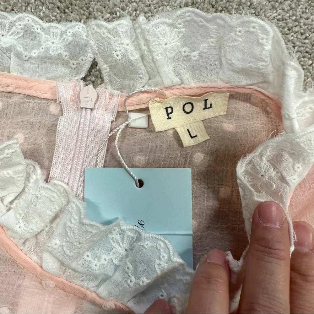 POL Shabby Chic Boho Cottagecore Blouse Ruffle Sheer Fairy Romantic Size L - Image 10