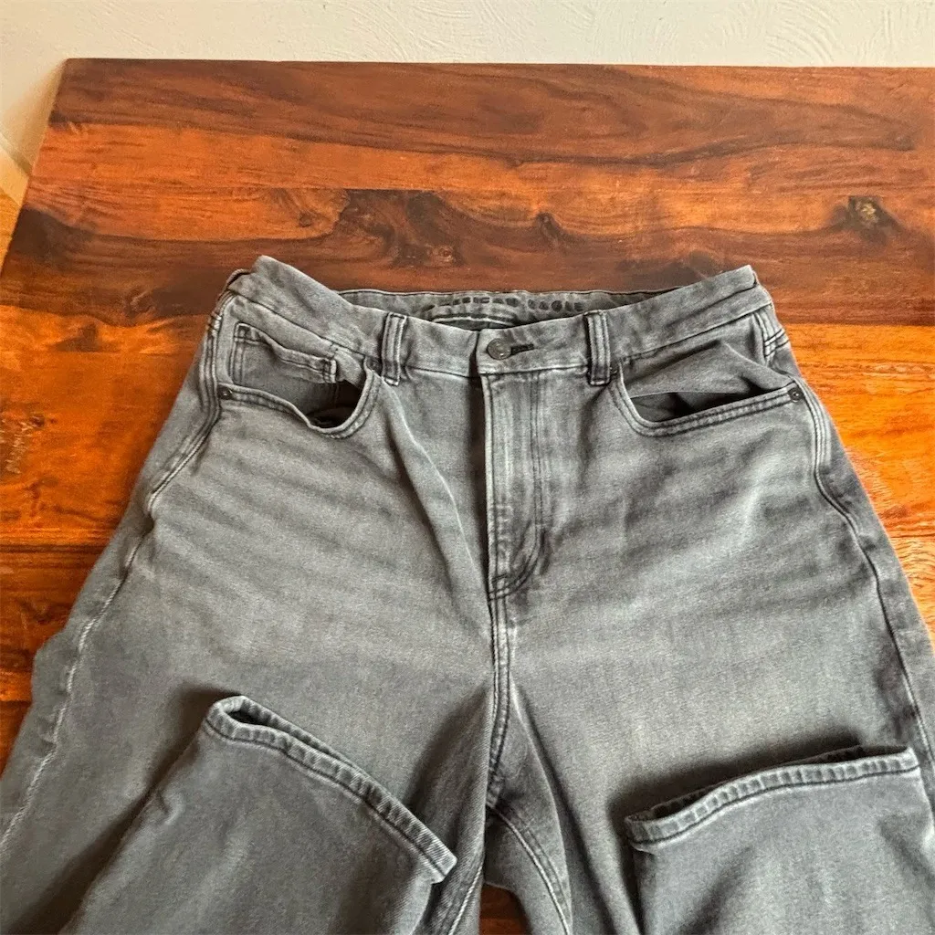 American Eagle Curvy Mom Jeans Womens Size 14 Gray Charcoal Wash High Rise - Image 2