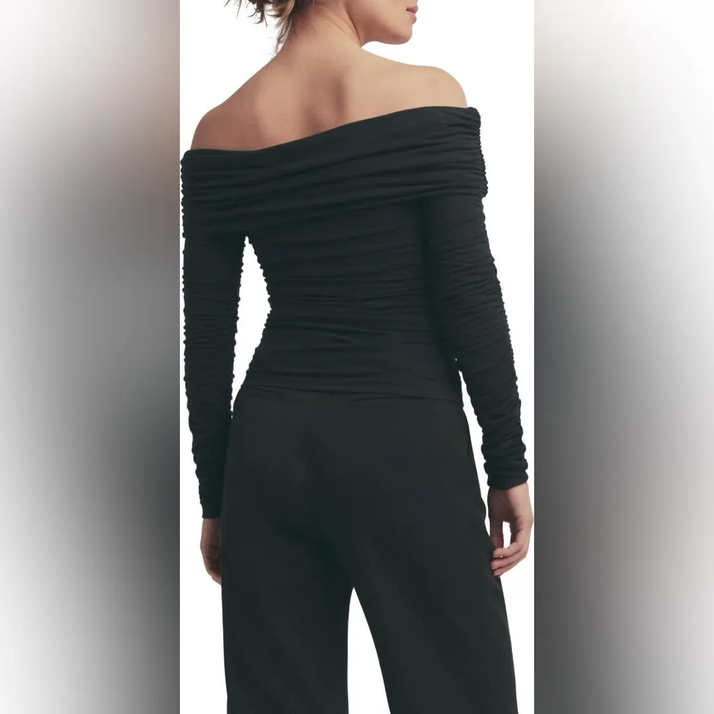 Favorite Daughter Night Out Ruched Off The Shoulder Top Size XL Black Bodycon - Image 2