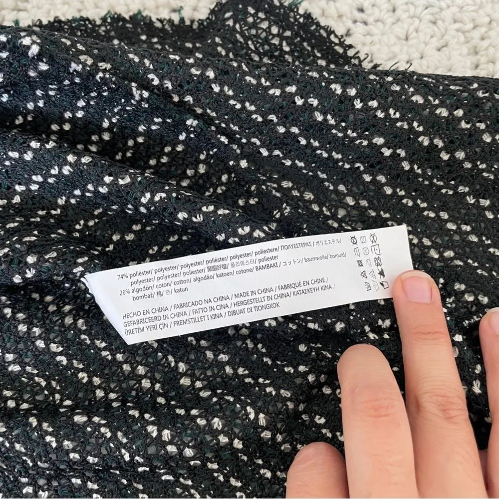 Zara W&B Collection Striped Crochet Faux Wrap Dress Green/White (Medium) beach - Image 7