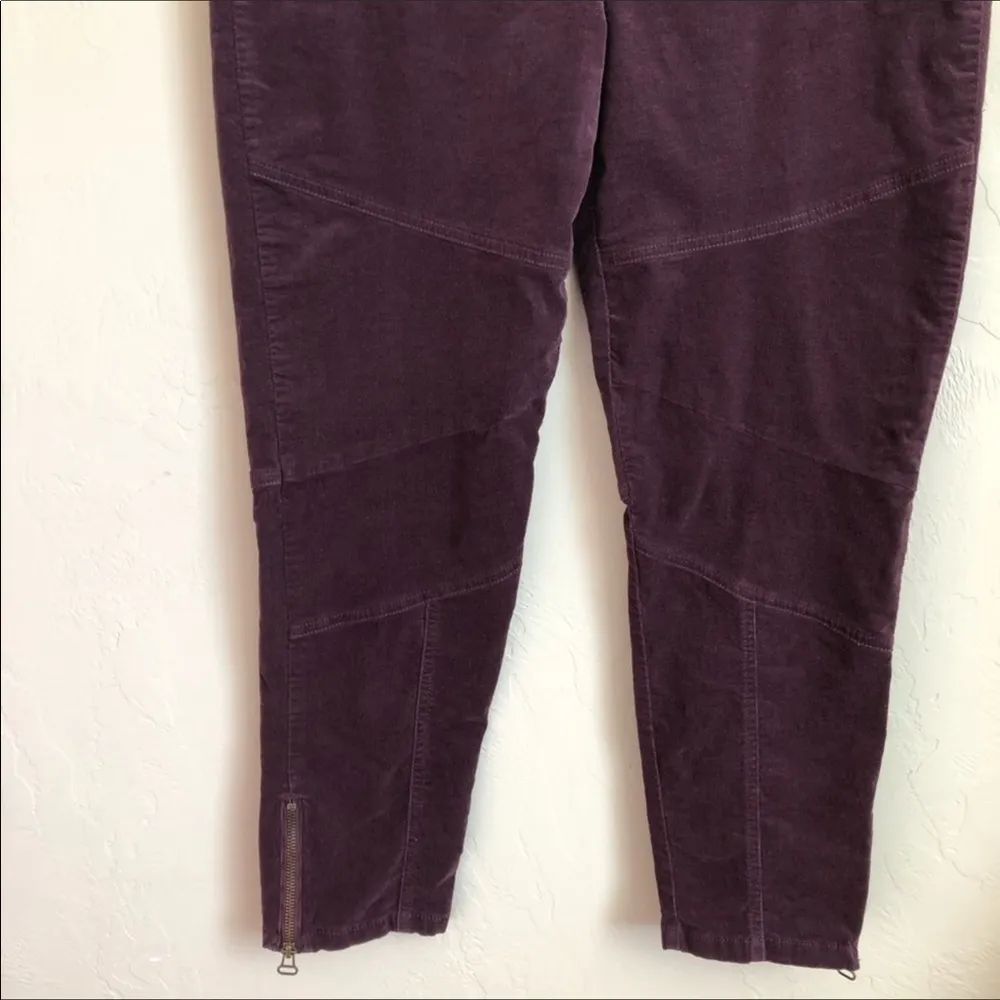 Soft Surroundings Purple Micro Corduroy Moto Style Pull On Pants - Image 2