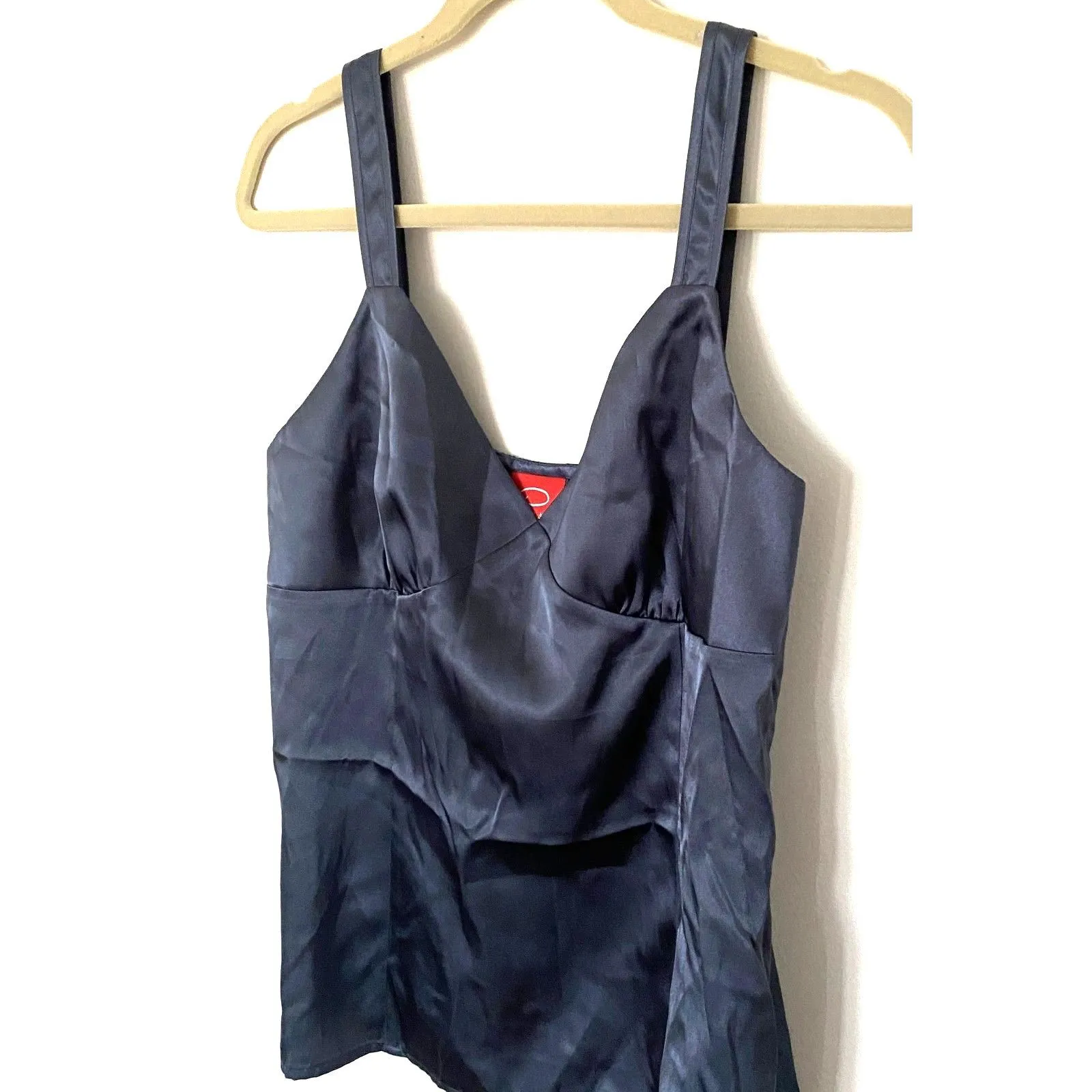 Oscar by Oscar de la Renta Zipper Sleeveless V Neck Tank Top Blouse Chic Sz 10 Blue - Image 4