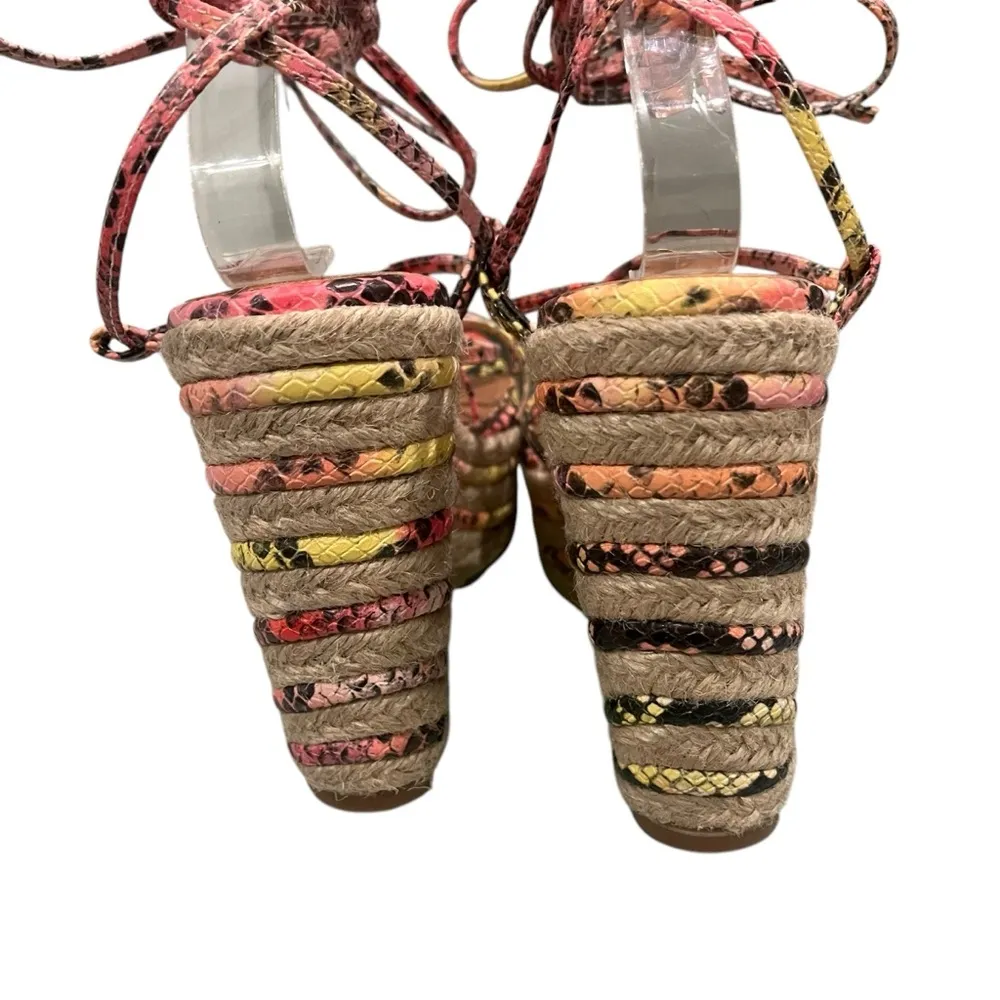 NWOT, ASOS DESIGN Thalia strappy tie leg wedges in multi snake, Sz 8 - Image 12
