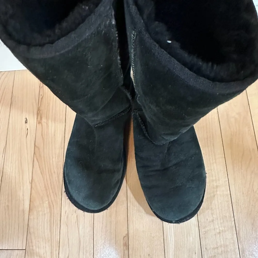 UGG Classic Tall Black Shearling Boots - Womens Size 6 - Image 12