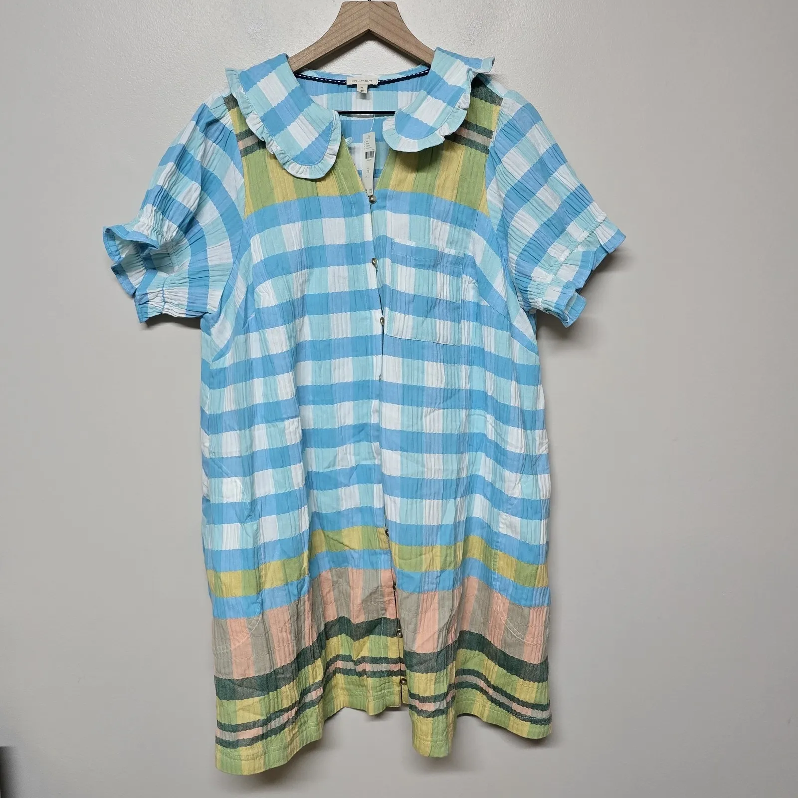 Anthropologie Pilcro Womens The Keira Collarded Button Front Plaid Mini Dress 1X - Image 4