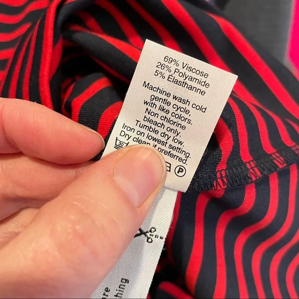 Madewell Red & Blue Striped Stretchy Bodycon Pencil Skirt Womens XXS Preppy Fall - Image 5