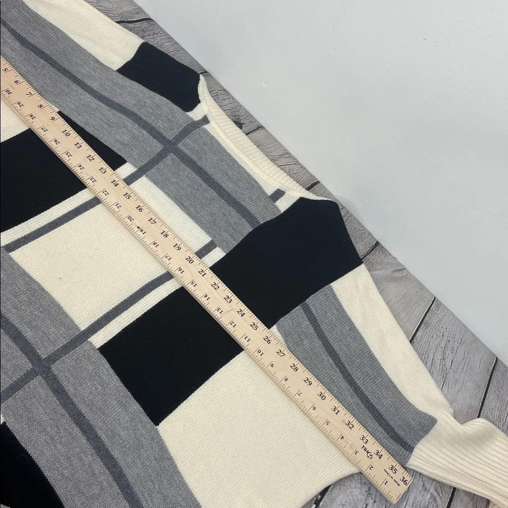 Pendleton Cream Black Gray Plaid Cowl Neck Relaxed Fit Merino Wool Sweater sz XL - Image 15