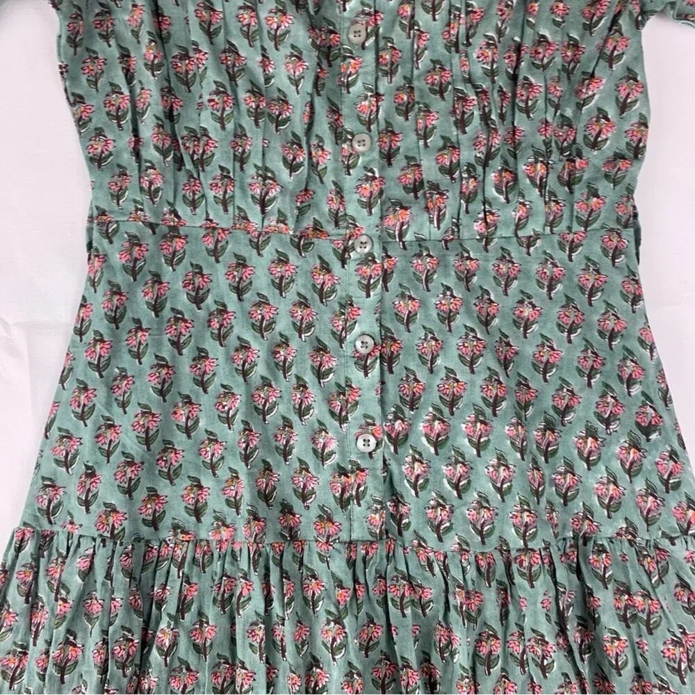 Daughters of India women's XS extra small prairie sage Green Puff Sleeve dress - Image 11