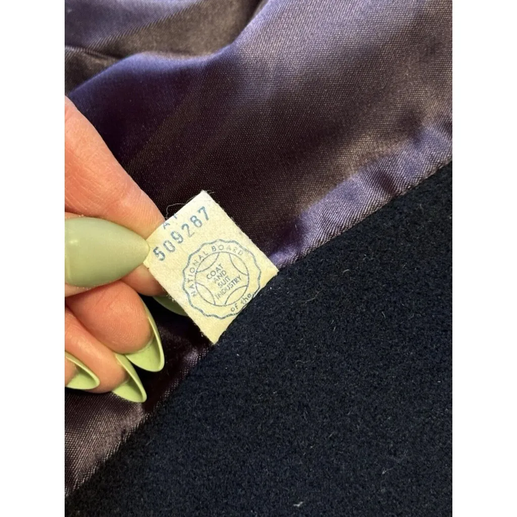 Shagmoor Blue Wool Long‎ Jacket 1900's Trench Coat Sz Measured VTG Designer - Image 10