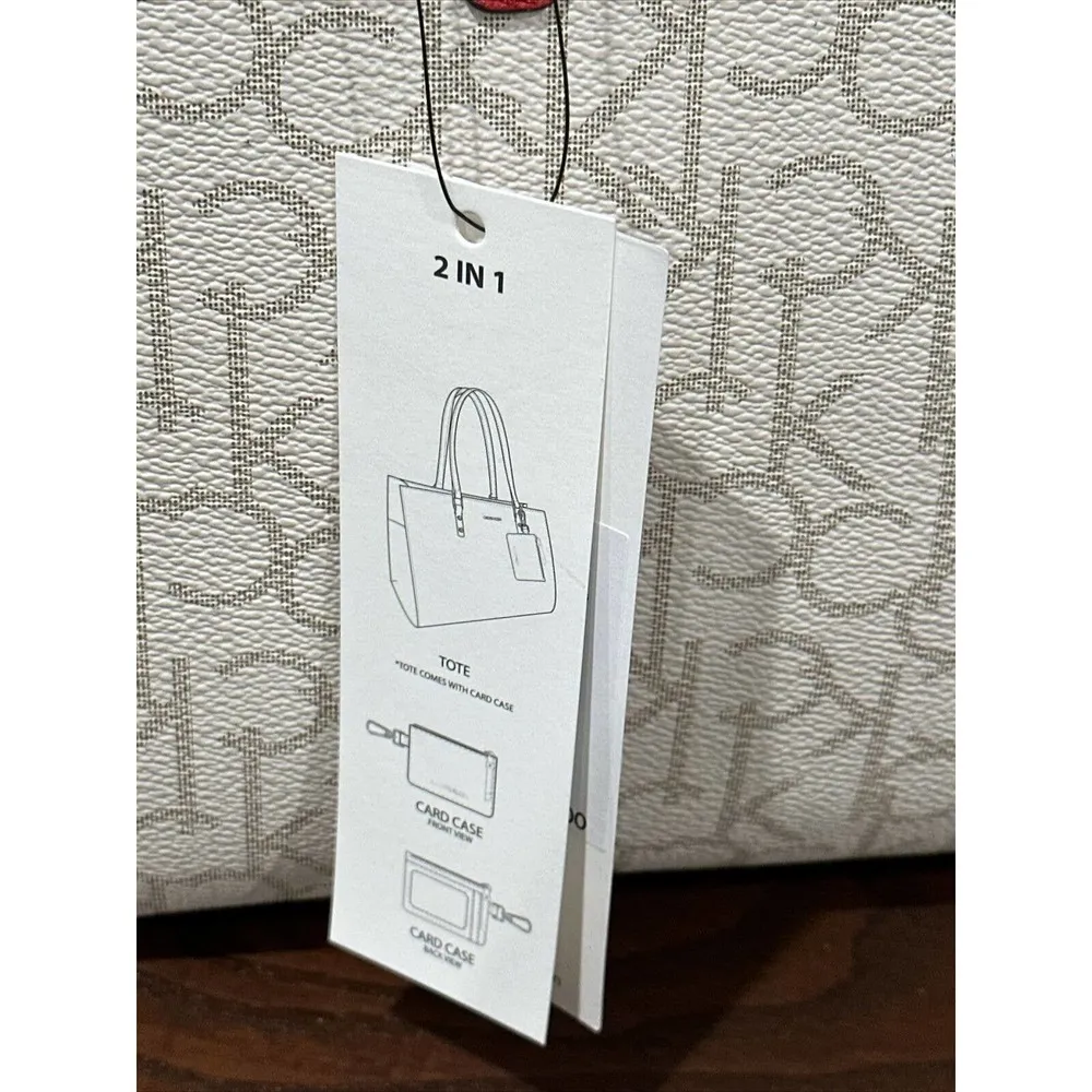 Calvin Klein  Monogram Signature Cream w/Red Satchel Hand-Bag Khaki Logo H7DDJ6YQ - Image 77