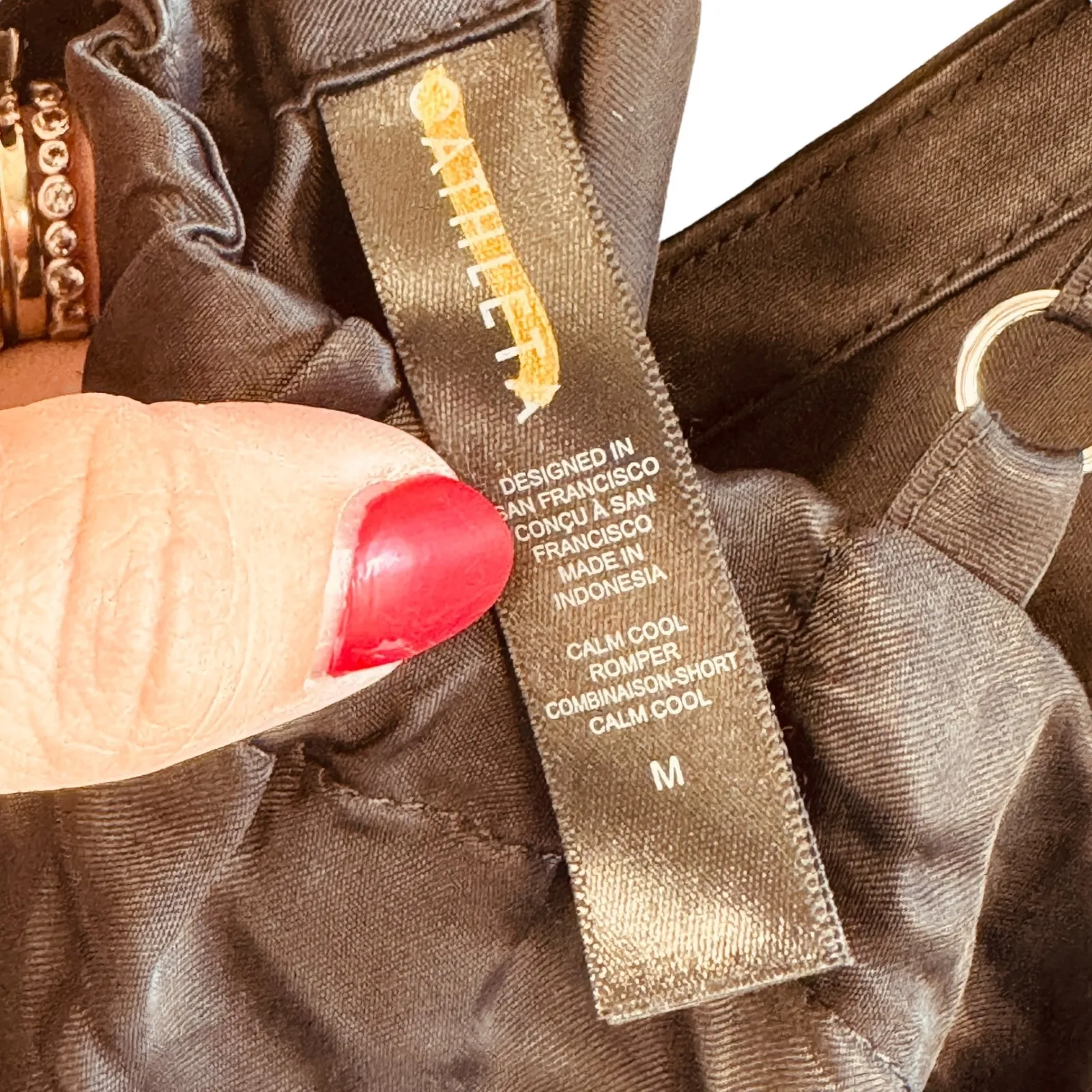 Athleta‎ Calm Cool Jumpsuit M Black Cupro Wide Leg Strappy Minimalist Chic Flowy - Image 3