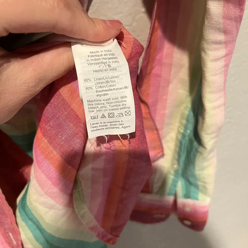 J. Crew Linen Classic Fit Rainbow Striped Long Sleeve Shirt - Image 11