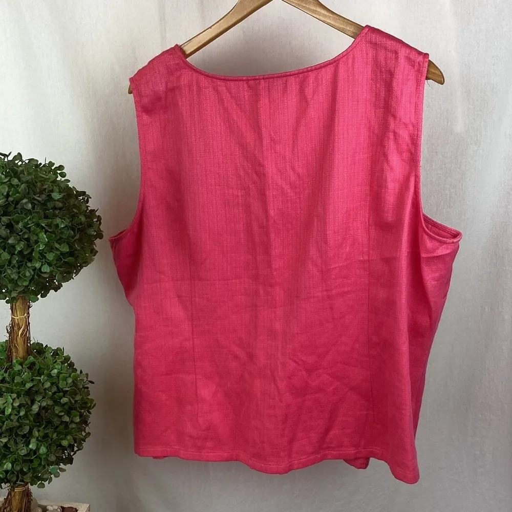 Linen Blend Bloomingdale’s Pink Sleeveless Tank Top 24 24W - Image 2