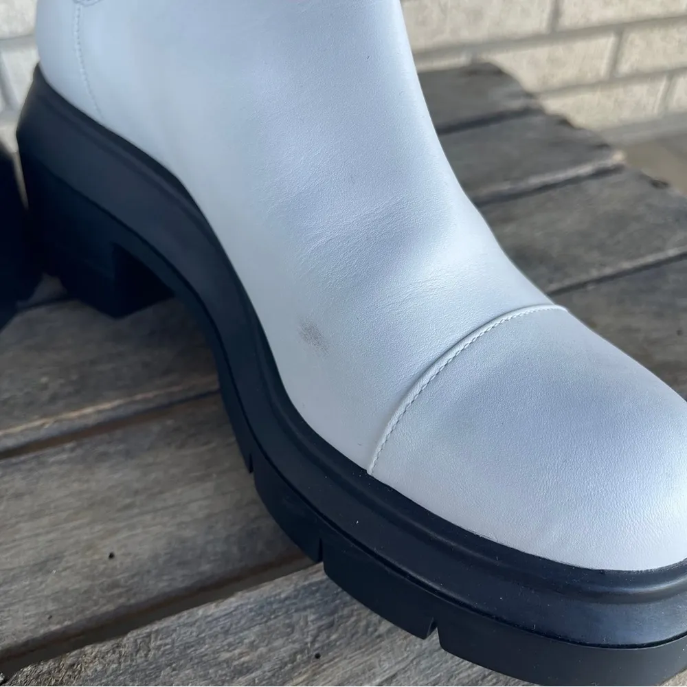 Stuart Weitzman Norah Lift Boots Leather White Combat Chelsea 6.5 Platform Lug - Image 7