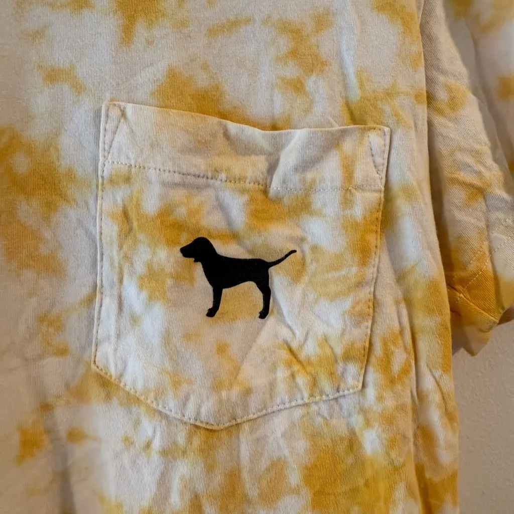 VS PINK women’s yellow tie-dye tee shirt Sz XS - Image 4