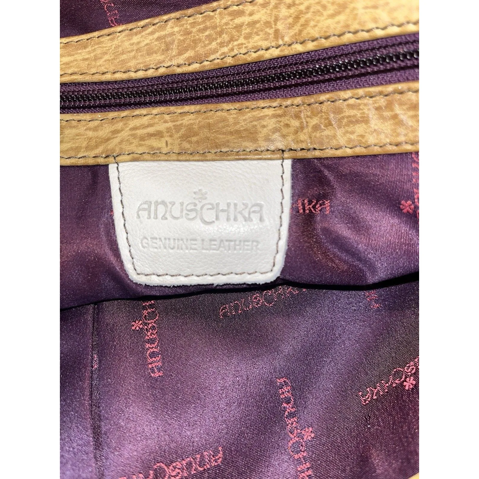 Anuschka Hand Painted Art Leather Tiger Leopard  Hibiscus Satchel Purse W/Coin - Image 13