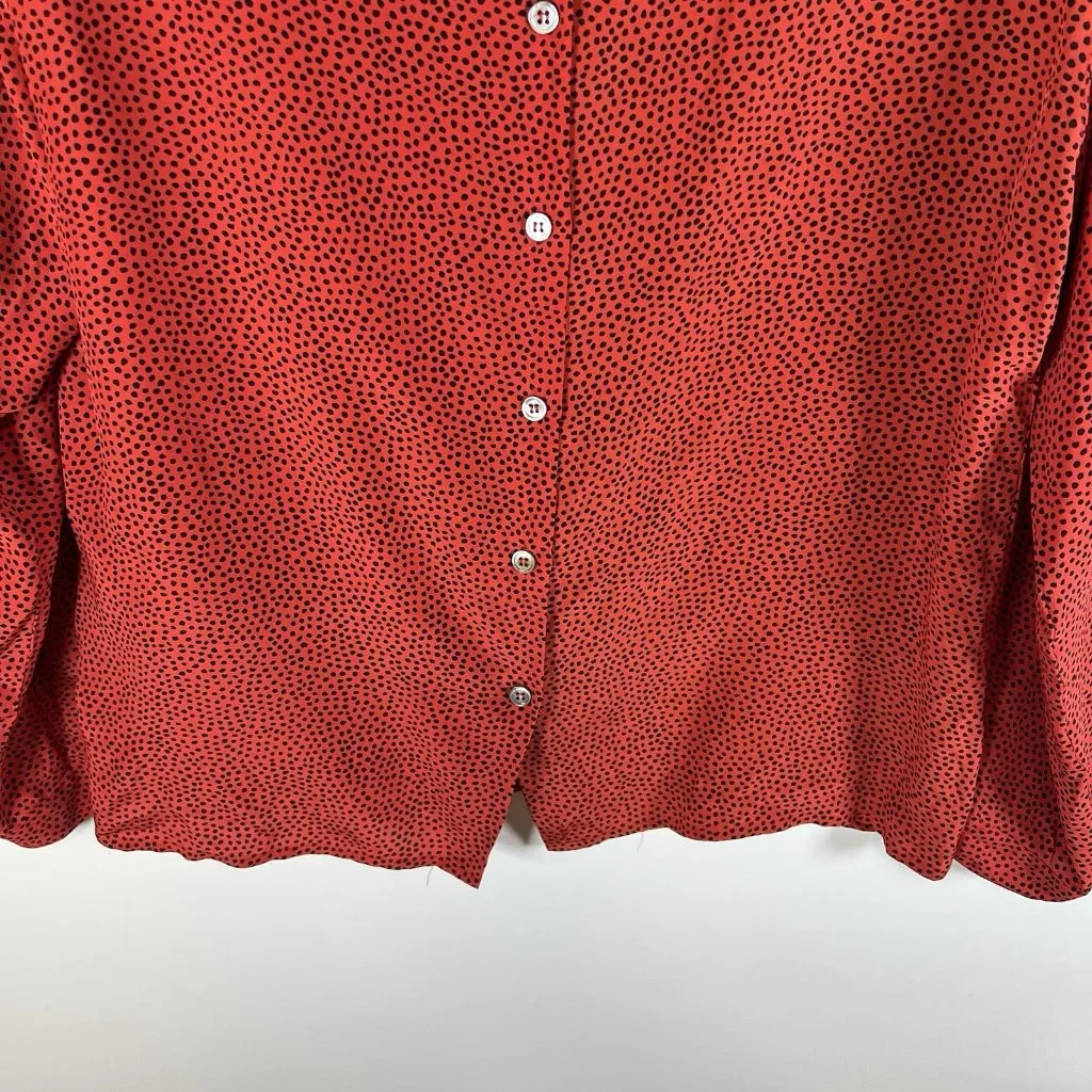 Vintage Christian Dior Seperates‎ Womens Red Polka Dot Silk Top Size 14 Designer - Image 7
