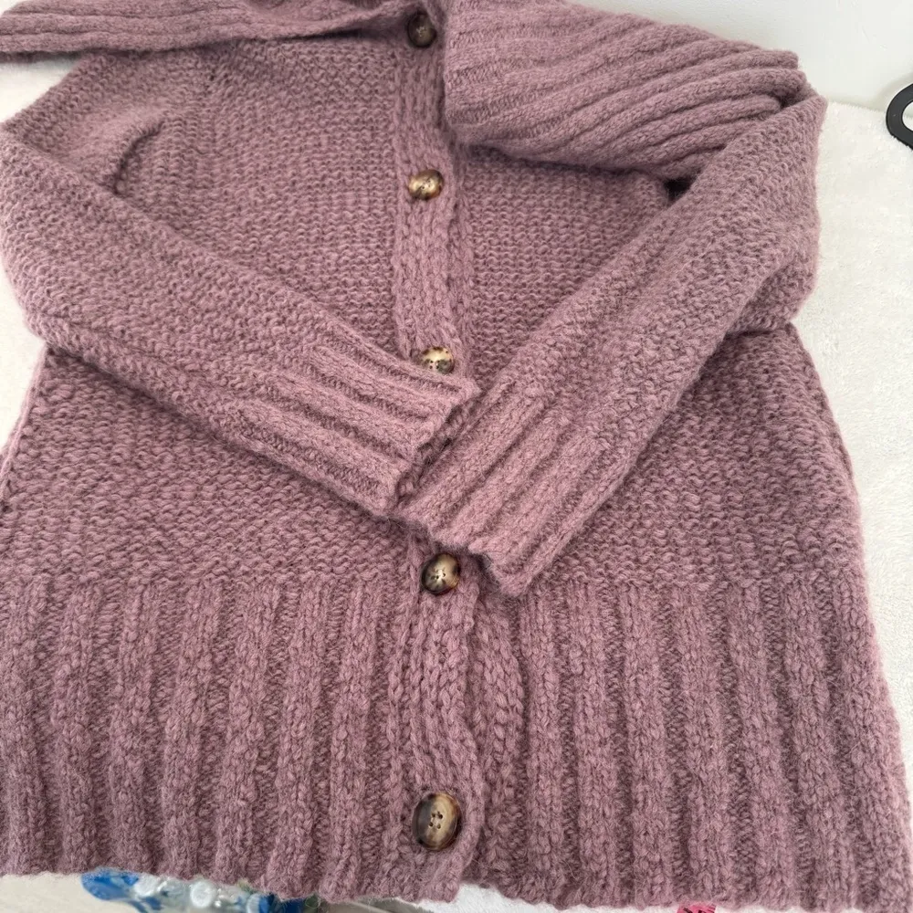 LAFAYETTE 148 Alpaca Virgin Wool Button Down Knit Purple Cardigan size M Size M - Image 8