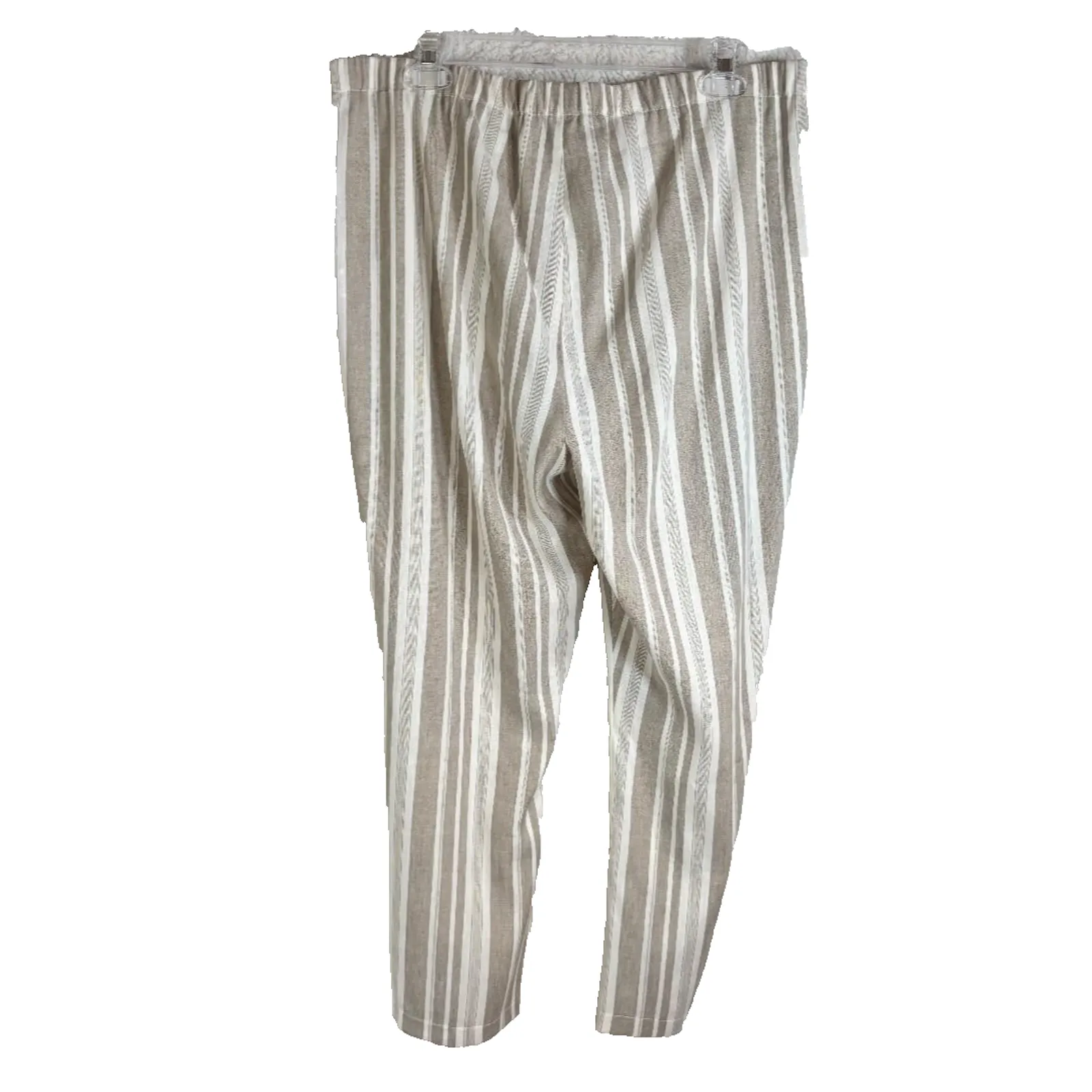 Peace of Cloth 56% Linen Beige stripe Wide Leg Pants Women's Size L NWT Tan Size L - Image 2