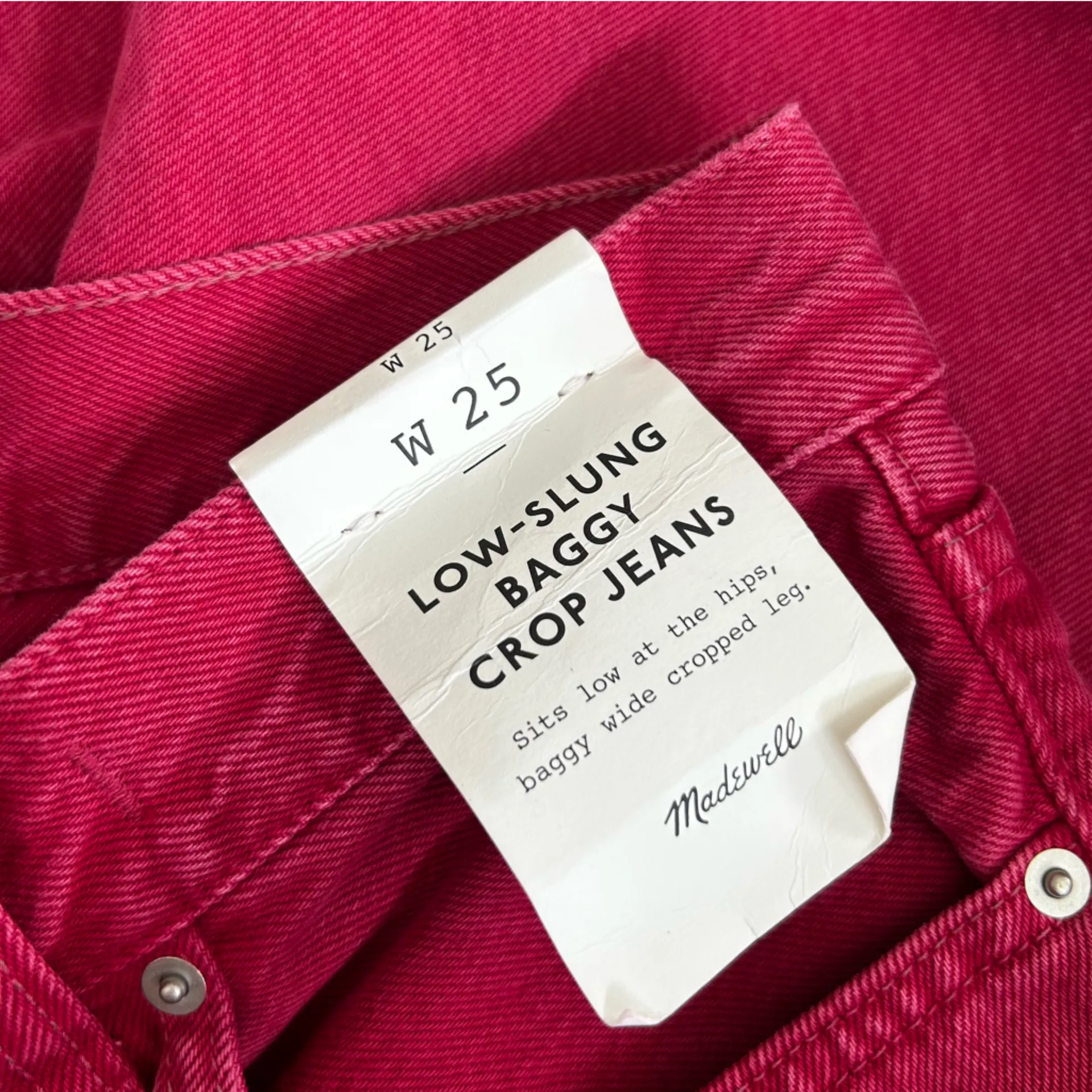 Madewell Low Slung Baggy Crop Jeans Dark Rosette Rigid Denim Size 25 - Image 7