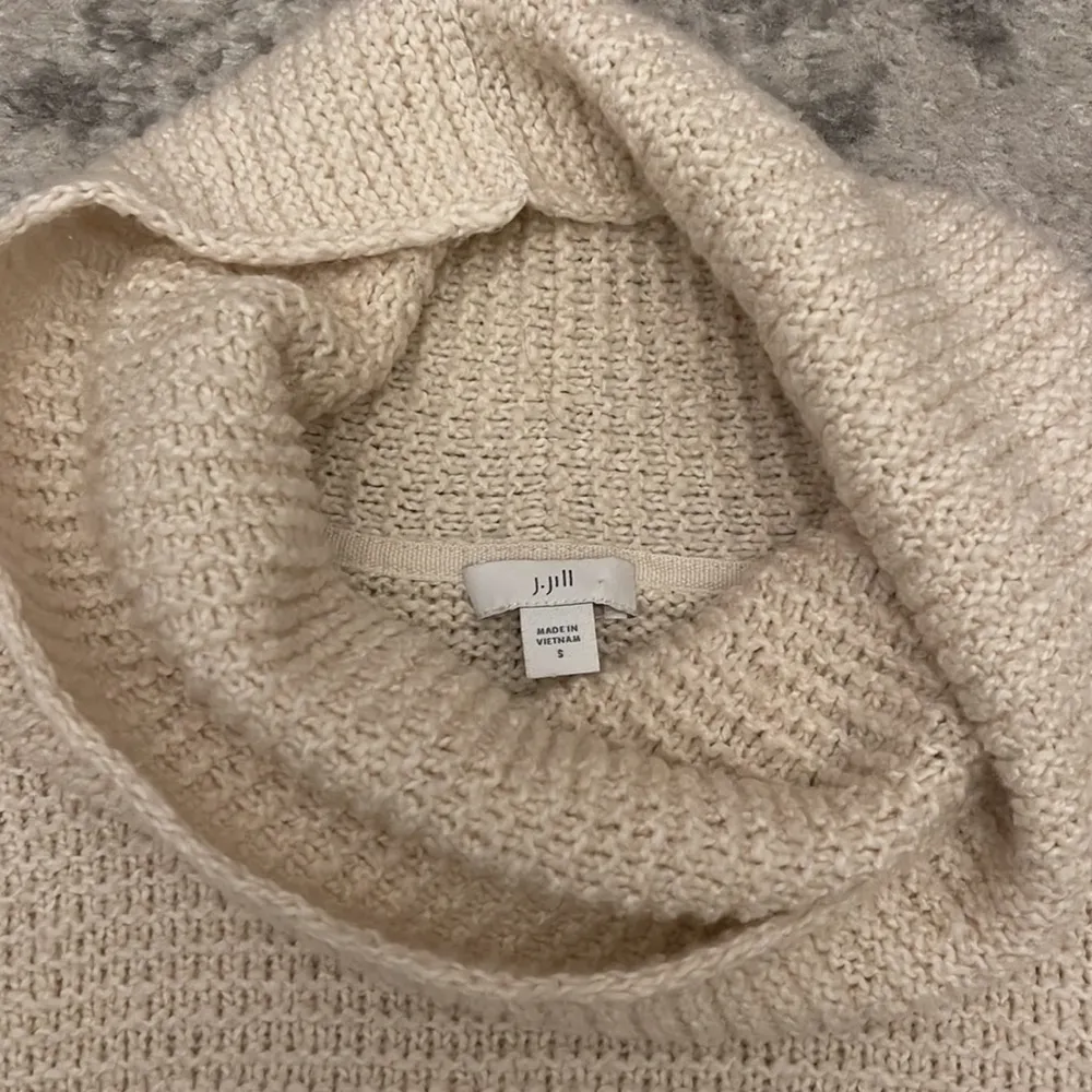 J.Jill  Cream Cowl Neck Knit Sweater Size Small Cotton Blend - Image 8