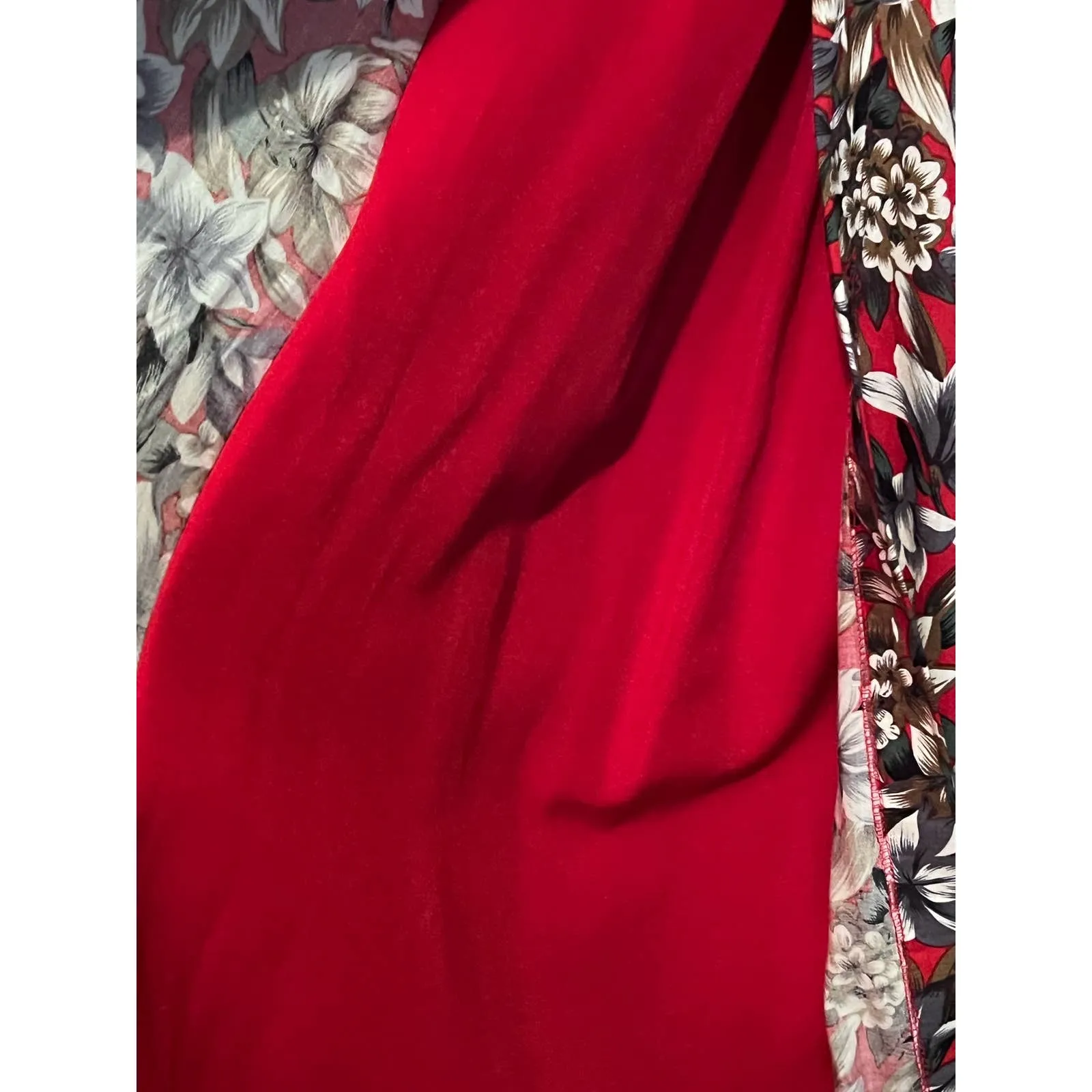 Roaman's Vintage Women's Gray White Red Layered‎ Short Sleeve Dress - Image 6