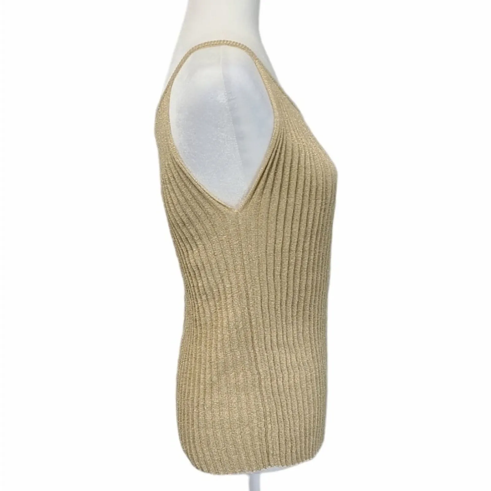 Alberto‎ Makali Sleeveless Golden Top Size XS Ribbed Shimmery - Image 2