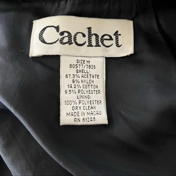CACHET Black Faux Lamb Fur Jacket Boxy Womens Size Medium VINTAGE 80s - Image 4