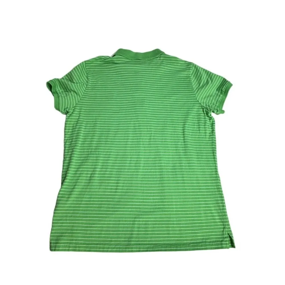 Ralph Lauren Golf Polo Shirt L Green & White Stripes Pink Pony Logo Tailored Fit - Image 6