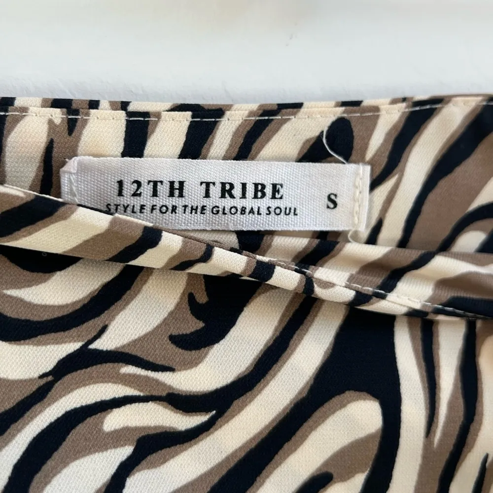 12th Tribe Zebra Print Maxi Skirt With Slit In Cream And Brown Size Small - Image 7