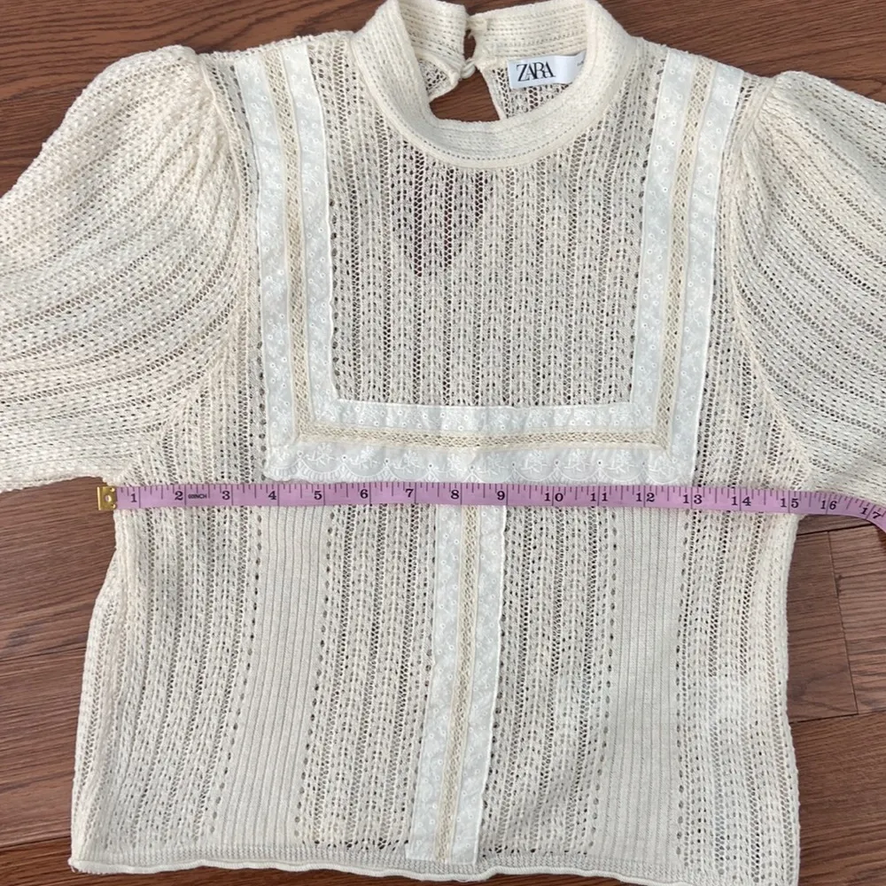 Zara Romantic Knit Top Blouse Lace Trim Bloggers' Favorite - Image 12