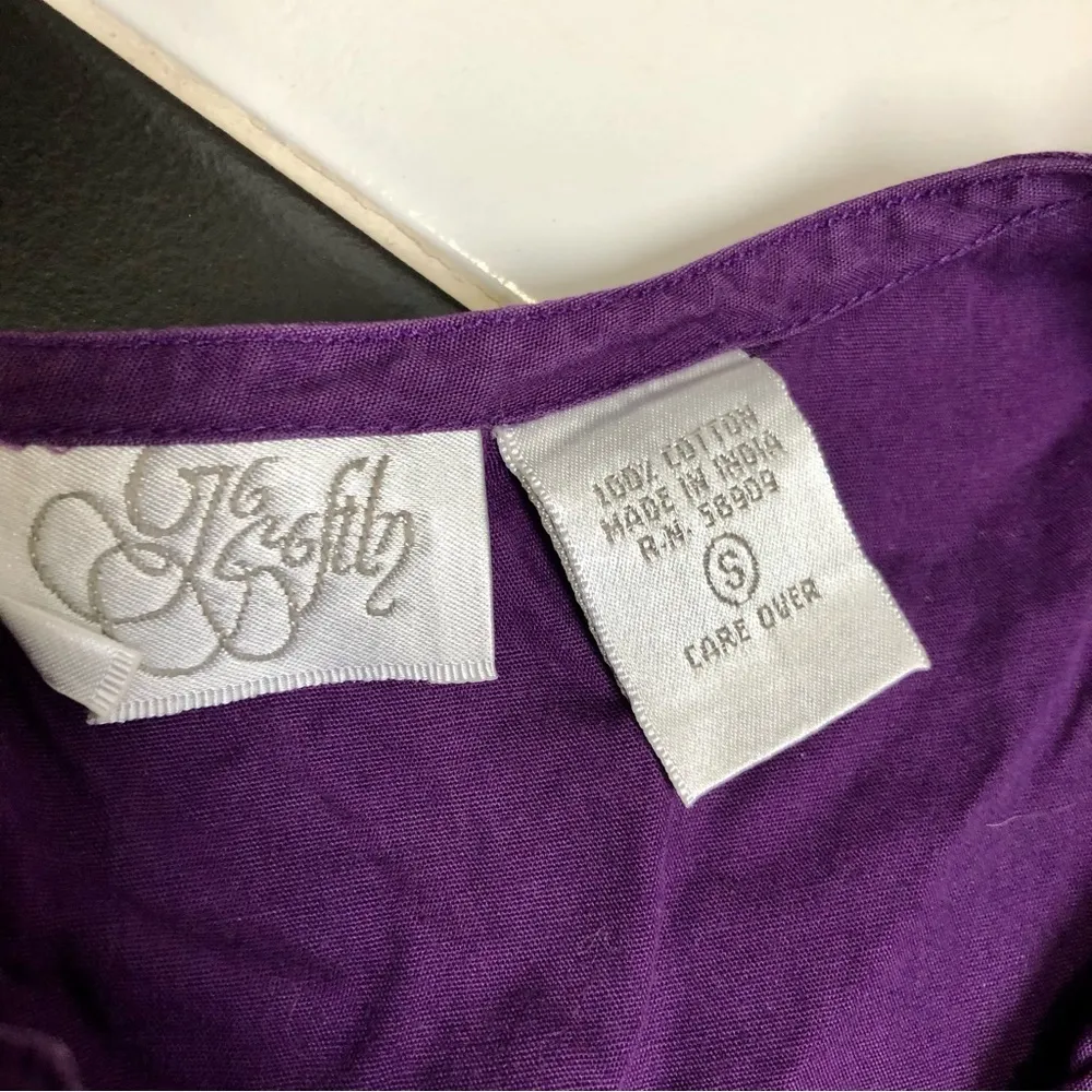 Vintage 70s Embroidered Midi Dress Parrot Bird Floral Oversized Mexican Tropical Purple - Image 8