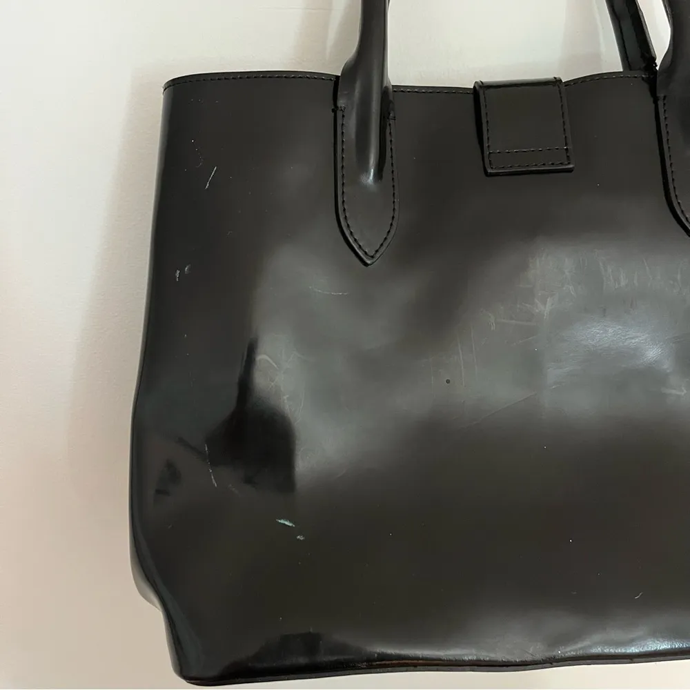 Nardelli Genuine Leather Tote Black Patent Handbag Made in Italy Satchel - Image 9