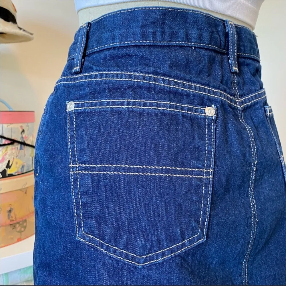 Vintage 90s Y2K Tommy Hilfiger Denim Mini Skirt Front Button Down Medium Wash M - Image 11