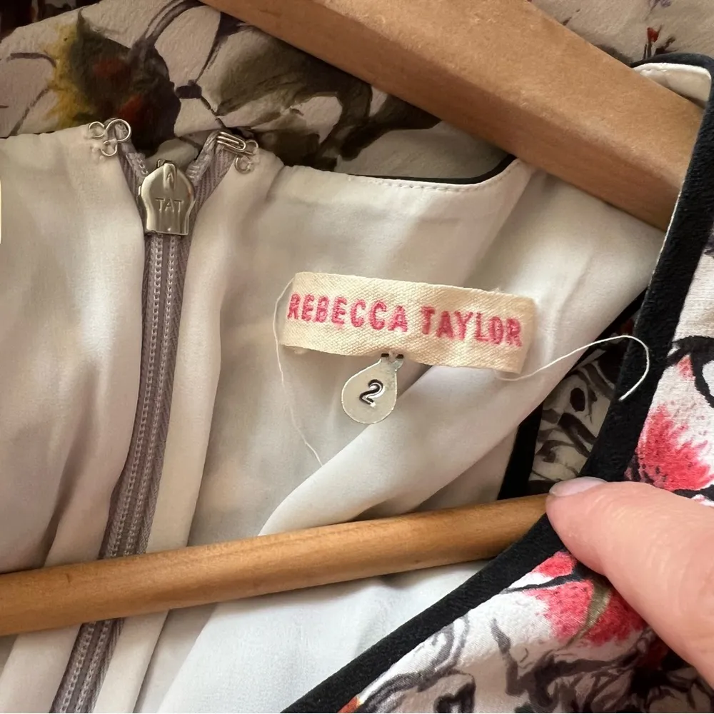 ☀️ REBECCA TAYLOR Floral Silk Dress Mini A-Line 2 - Image 6