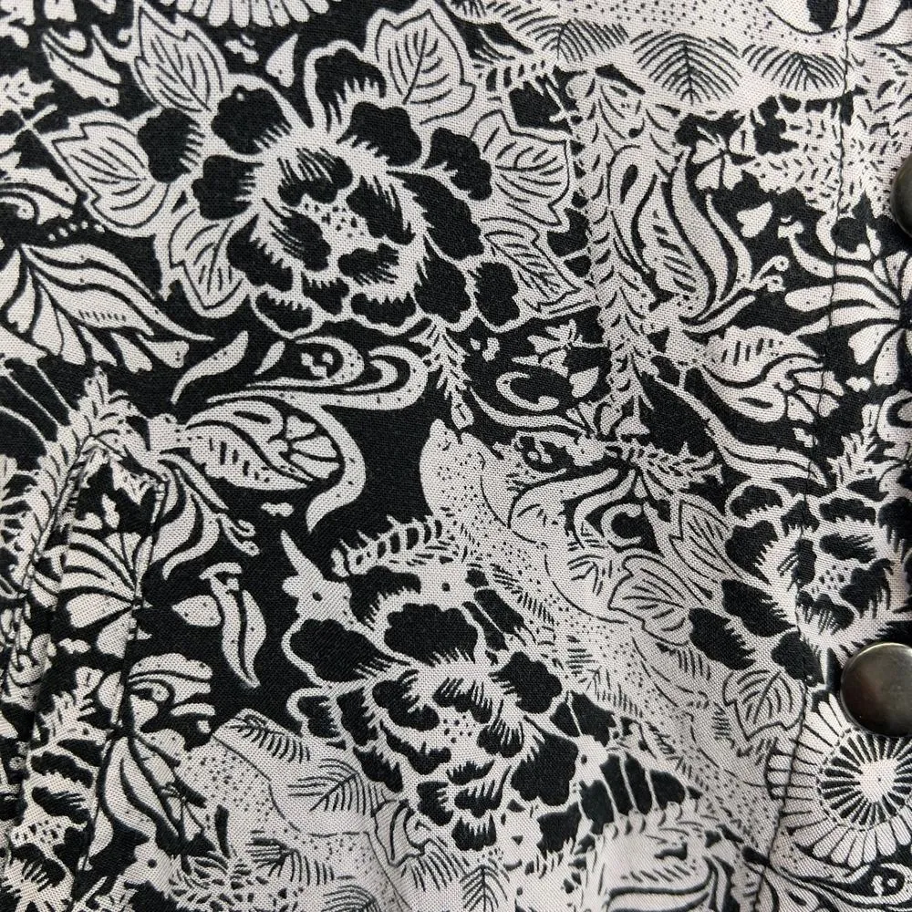 Free People Bomber Jacket Black Purple Floral Snap Close Lightweight Boho Size S - Image 10