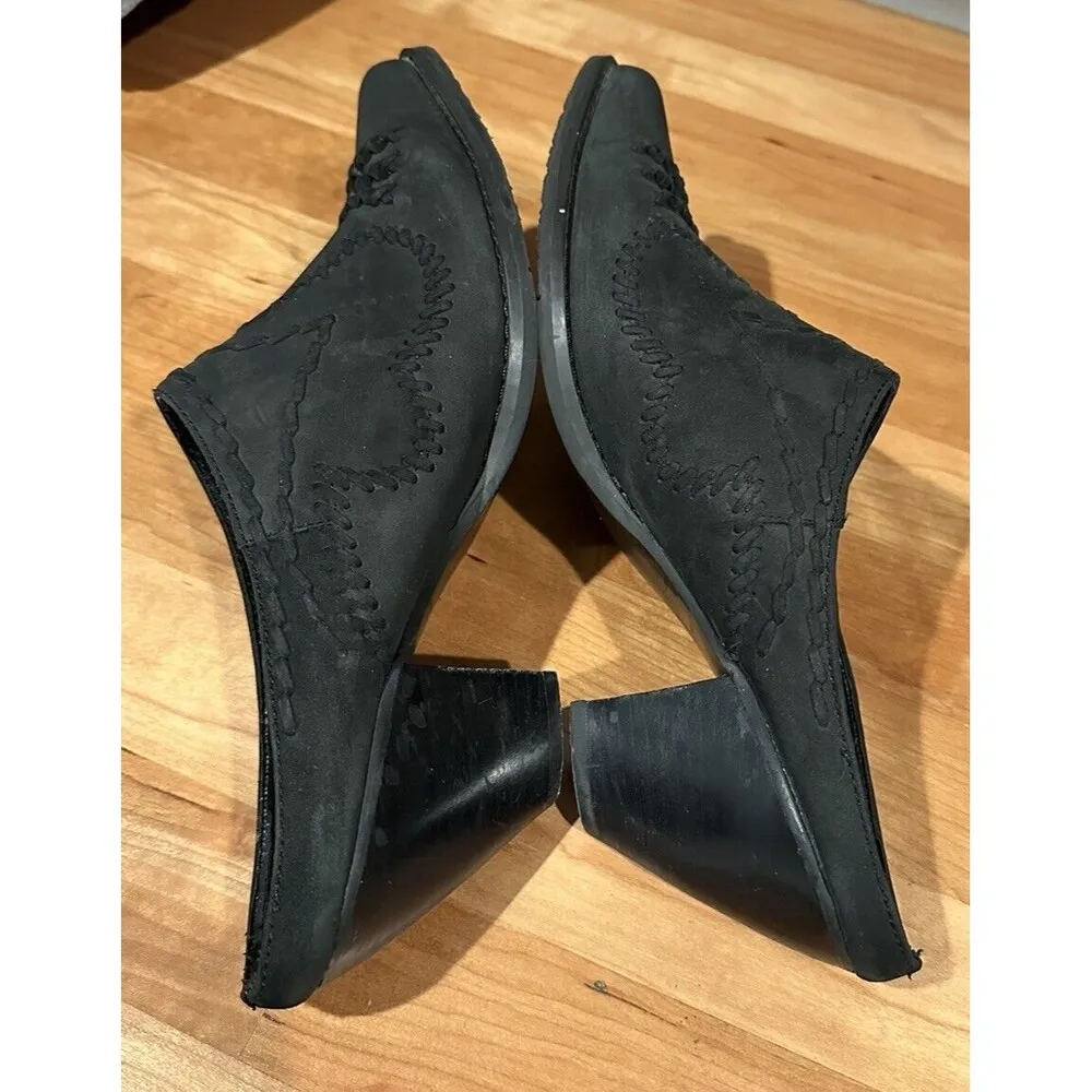 Coldwater Creek Western Ankle Booties size 10M Black Leather Boots Mules - Image 5