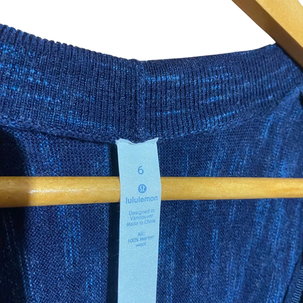 Lululemon Blissful Zen Cardigan Merino Wool Sweater Magnetic Blue‎ Size 6 - Image 10