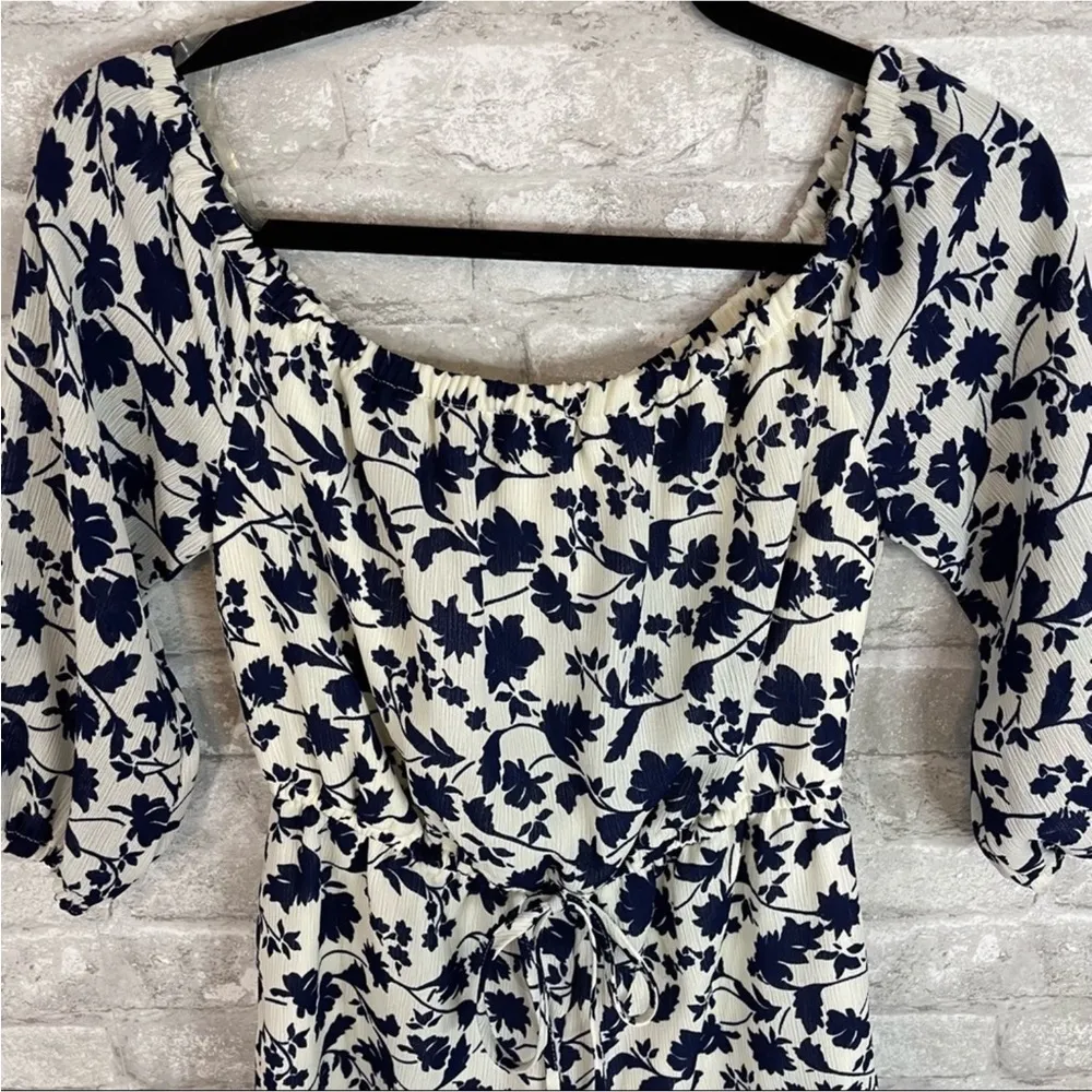 Blue Rain Floral Romper - Image 3