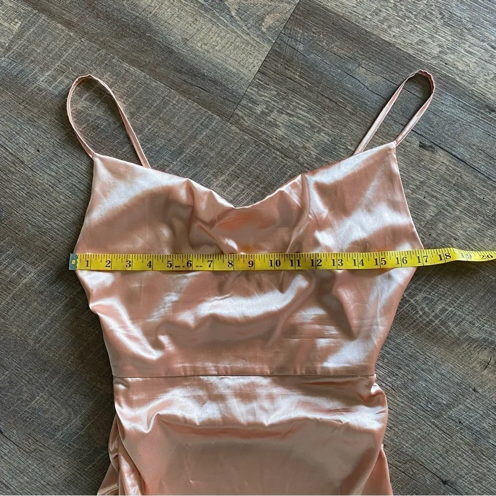 Champaign Ruched Dress Adjustable Spaghetti Straps Medium Multiple - Image 12