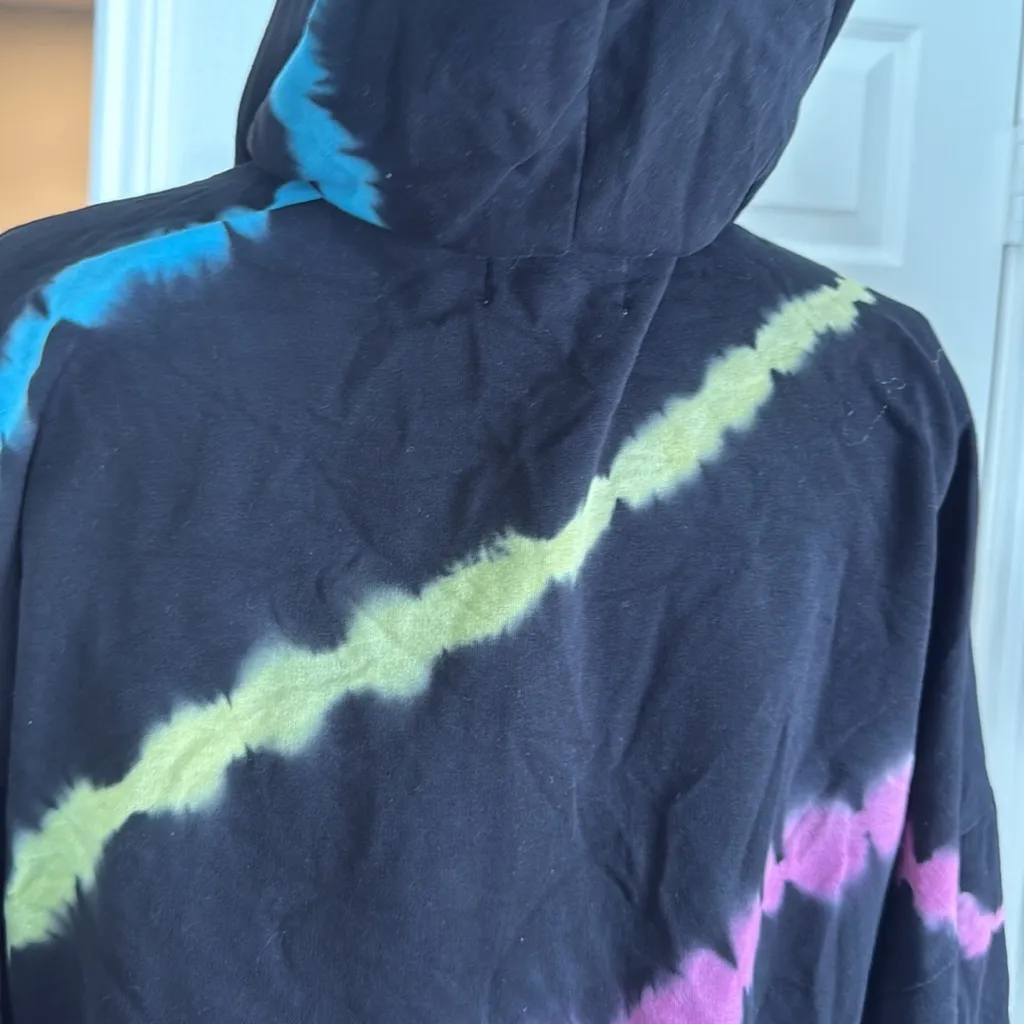 Electric and Rose tie dye zip up hoodie Black - Image 11