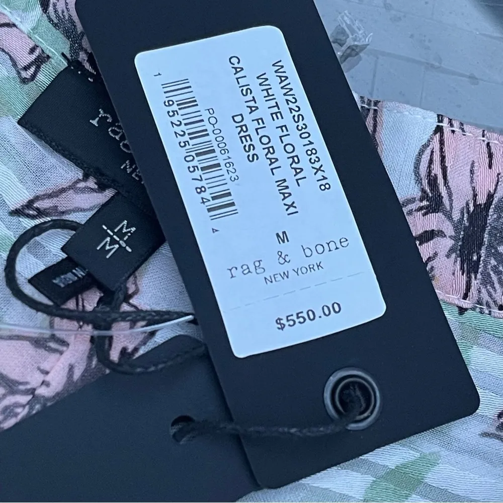 RAG & Bone Women's Calista Long Sleeve Chiffon Maxi Dress in White Floral Size M - Image 8