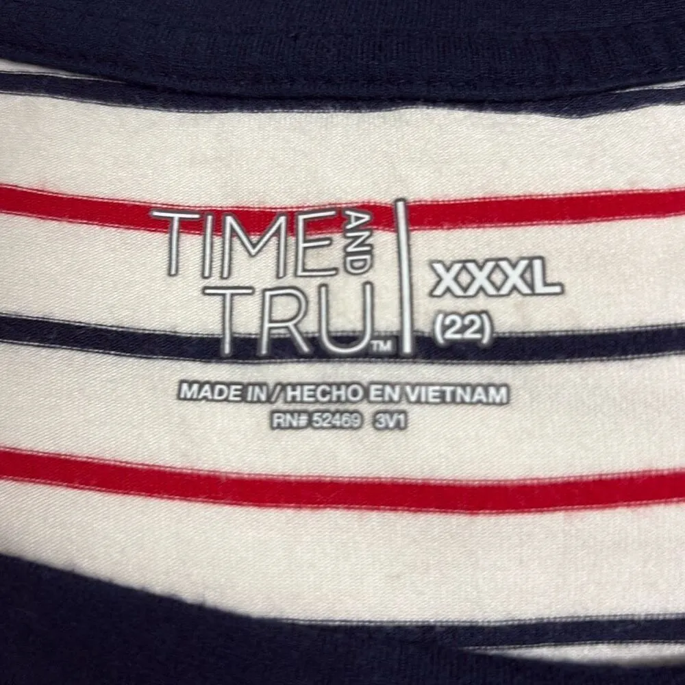 Time and Tru 3X XXXL Red Blue Stripe Tshirt Swing Midi Dress Pockets Patriotic Size undefined - Image 6